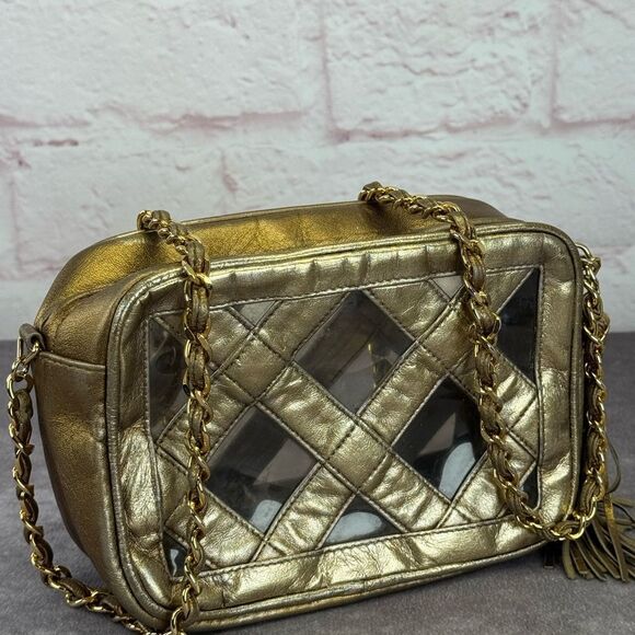 Chanel Metallic Lambskin PVC Tassel Camera Case Gold - Picture 2 of 16